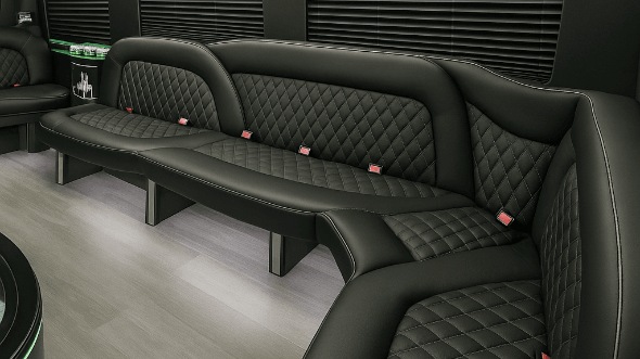 Interior of Coconut Creek Party Bus Company's 14 Passenger Sprinter Limousine in Coconut Creek