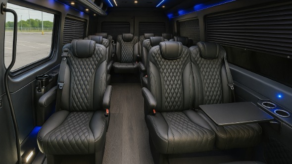 Interior of Pompano Beach Party Bus Company's 15 Passenger Minibus in Pompano Beach