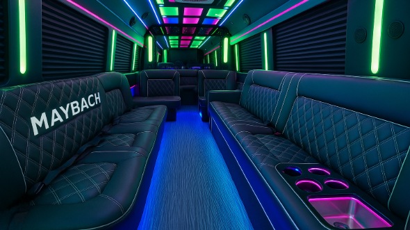 Interior of Boca Raton Party Bus Company's 25 Passenger Party Bus in Boca Raton