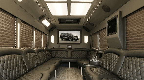 Interior of Boca Raton Party Bus Company's 30 Passenger Party Bus in Boca Raton