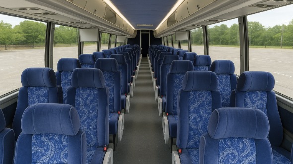 Interior of Pompano Beach Party Bus Company's 44 Passenger Charter Bus in Pompano Beach