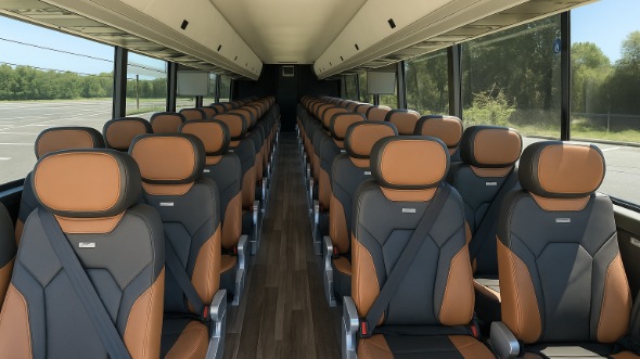 Interior of Pompano Beach Party Bus Company's 45 Passenger Charter Bus in Pompano Beach