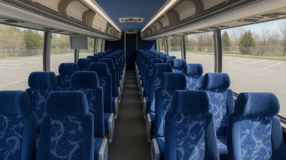 Interior of Pompano Beach Party Bus Company's 46 Passenger Charter Bus in Pompano Beach