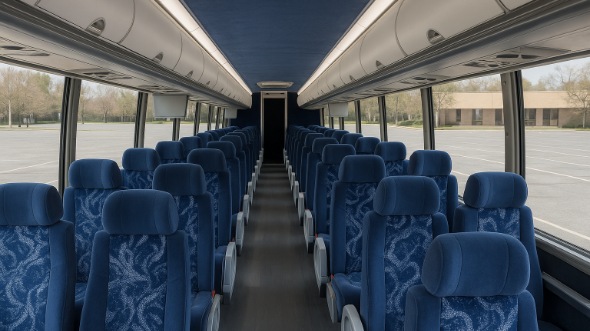Interior of Pompano Beach Party Bus Company's 51 Passenger Charter Bus in Pompano Beach