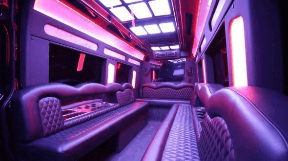 Pompano Beach 15 passenger party bus interior