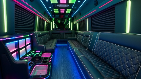 Pompano Beach 50 passenger party bus interior